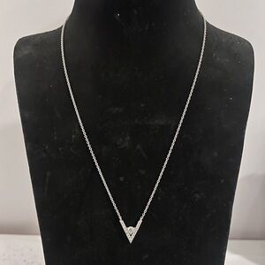 NEW Diamonique Silver Triangle Diamond Pendant